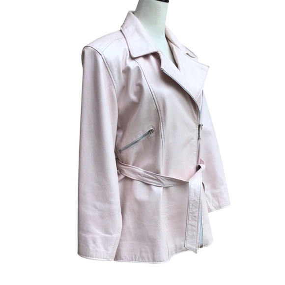 Vintage Twins Pink Belted Leather Jacket - Picture 3 of 9